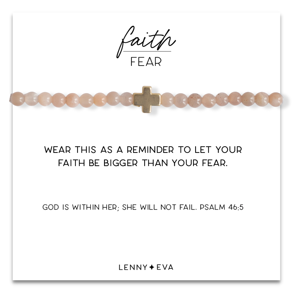 Faith Over Fear Cross Bracelet-Sunstone