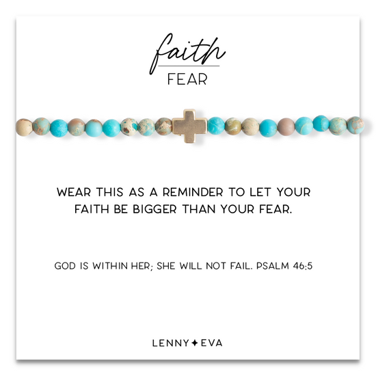 Faith Over Fear Cross Bracelet-Turquoise Jasper