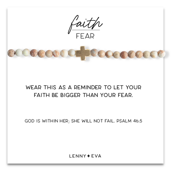 Faith Over Fear Cross Bracelet-White Jasper