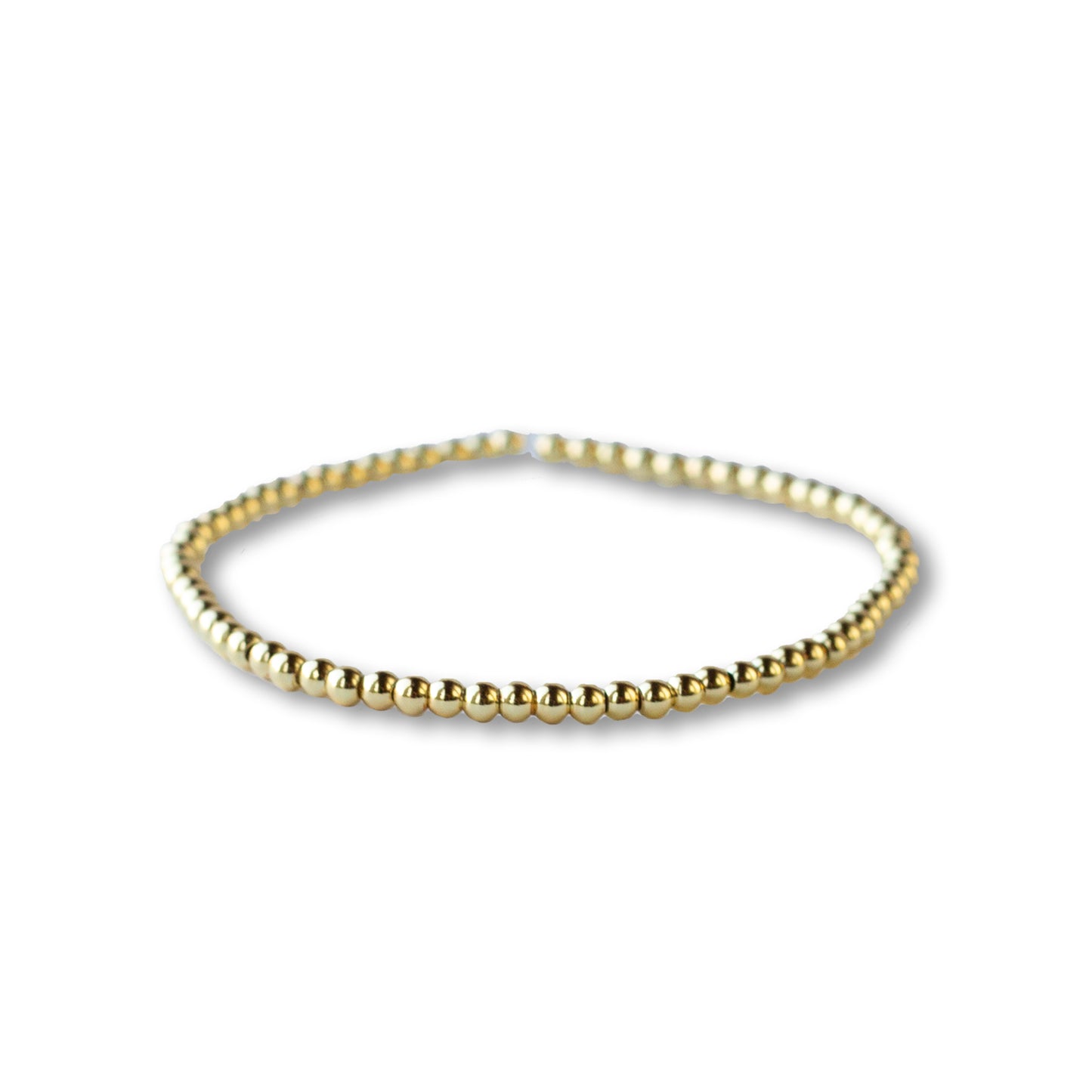 Gilded Gold Beaded Stretch Bracelets-3mm, Smooth