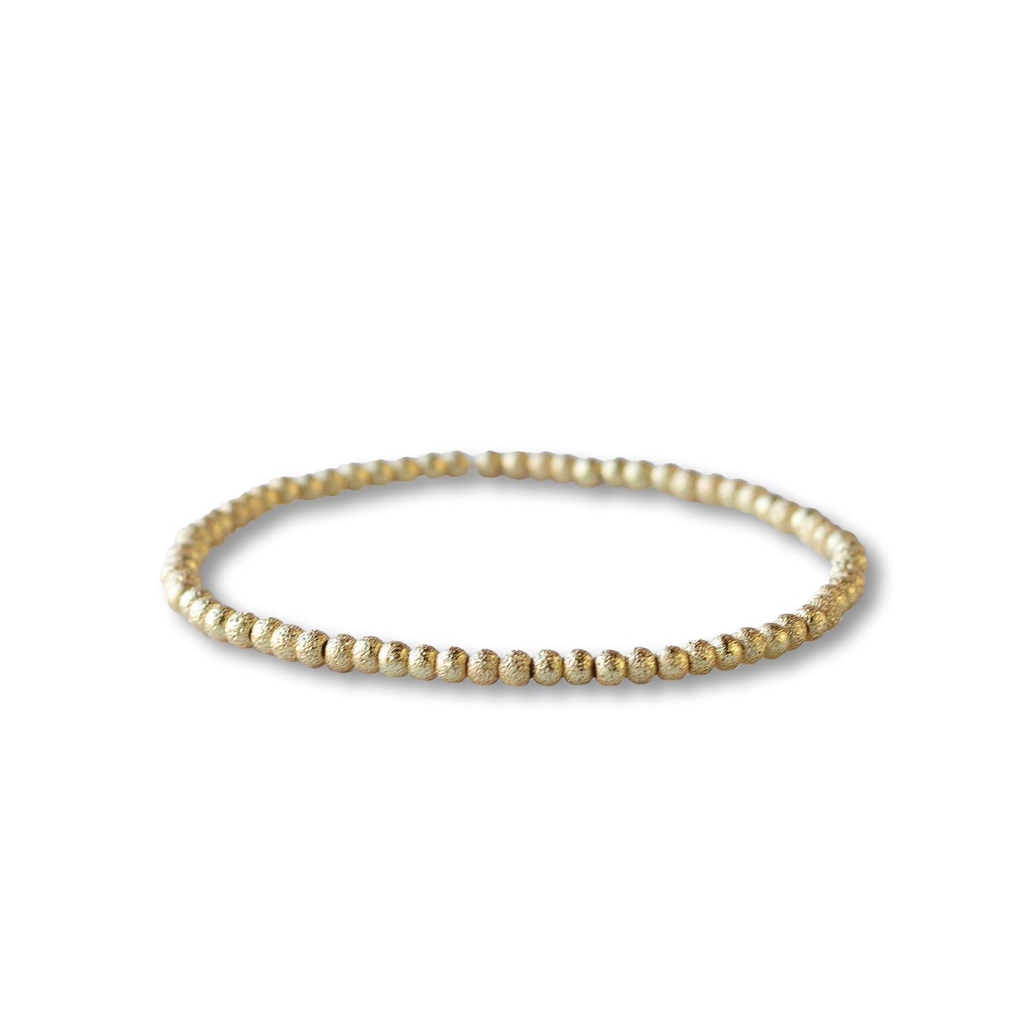 Gilded Gold Beaded Stretch Bracelets-3mm, Textured Beads