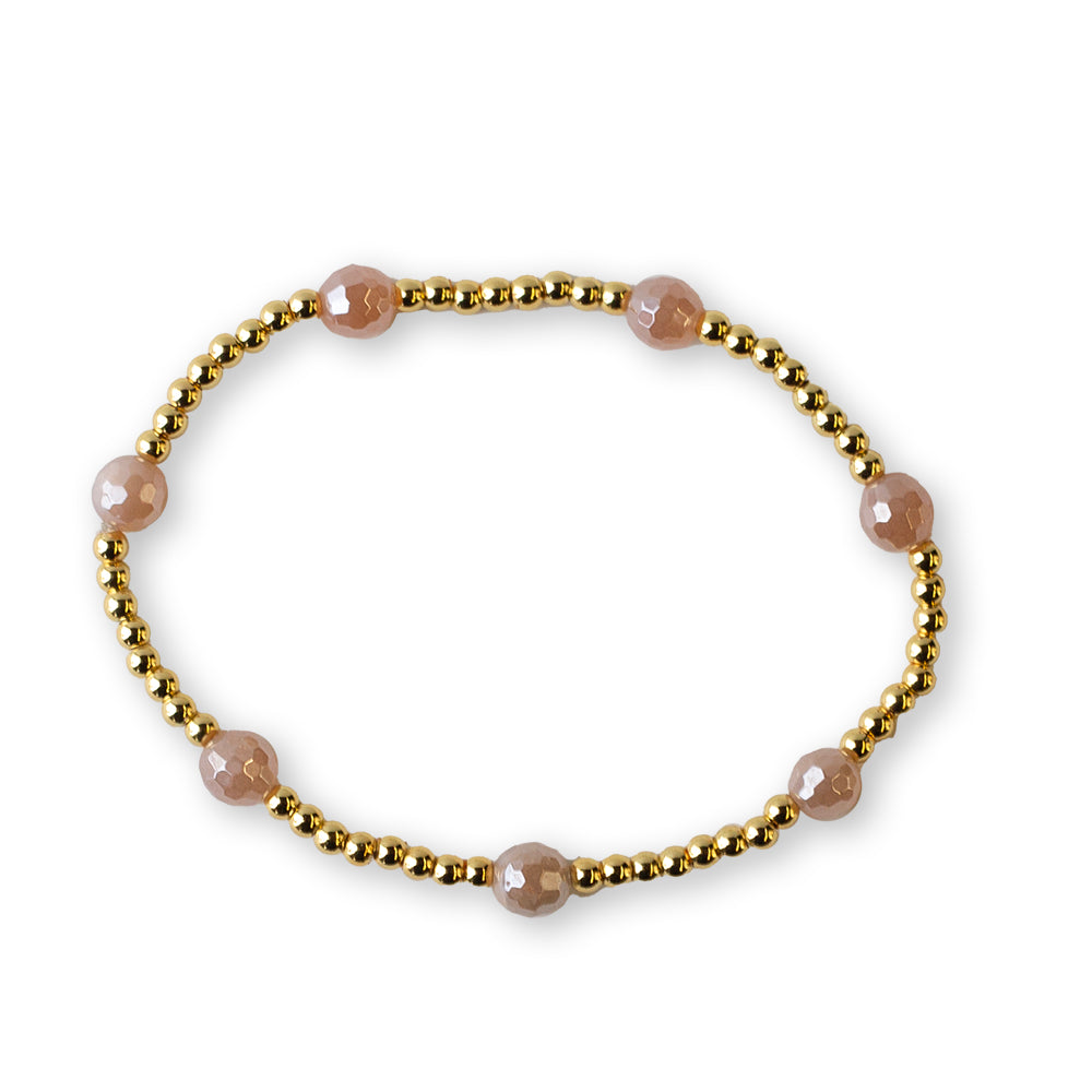 Gilded Gold Beaded Bracelets-Dot, Sunstone