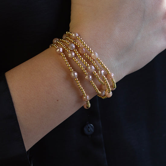 Gilded Gold Beaded Bracelets-Dot, Sunstone