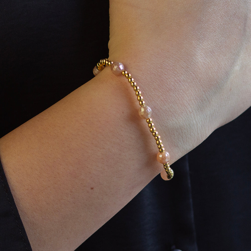 Gilded Gold Beaded Bracelets-Dot, Sunstone