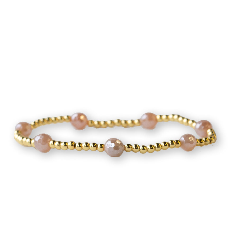 Gilded Gold Beaded Bracelets-Dot, Sunstone