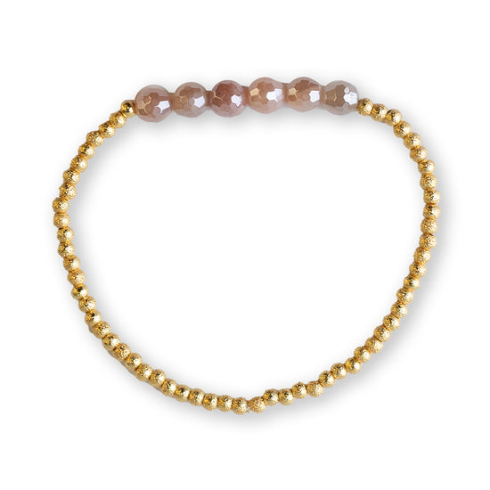 Gilded Gold Beaded Bracelets-Row, Sunstone