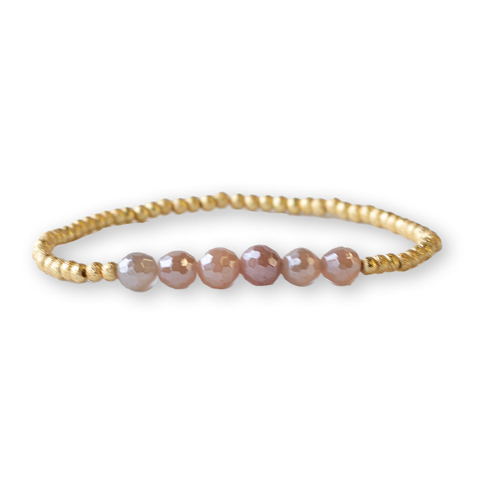 Gilded Gold Beaded Bracelets-Row, Sunstone