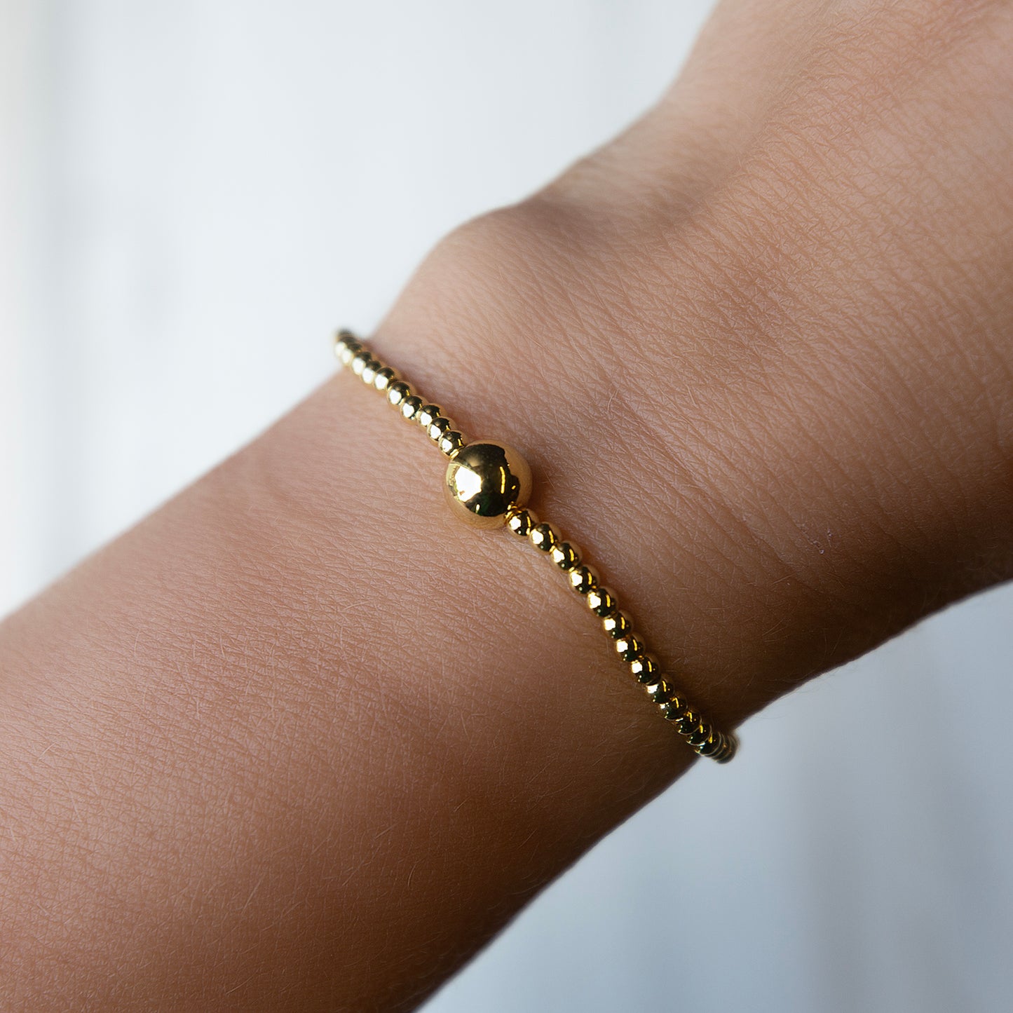 Gilded Gold Beaded Stretch Bracelets, Uno, Smooth