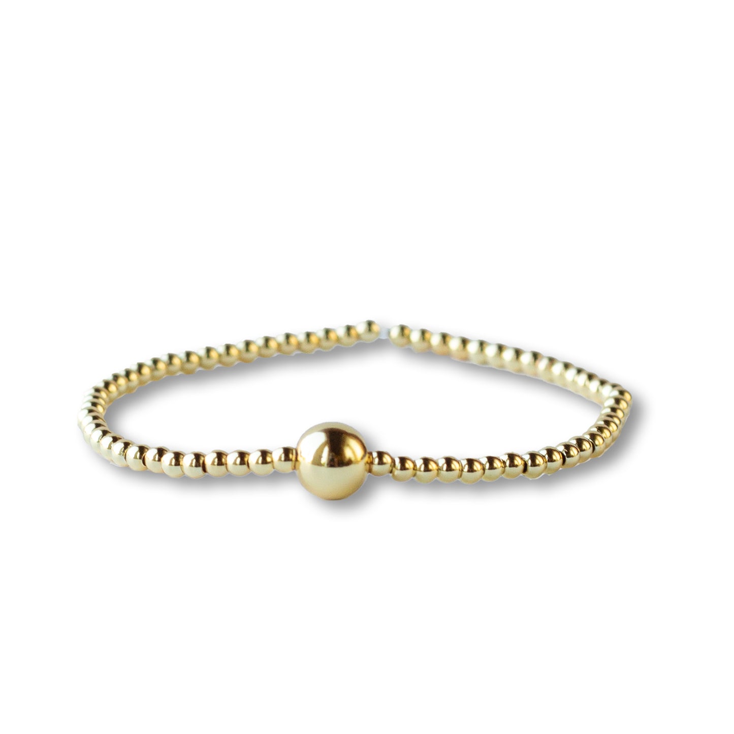 Gilded Gold Beaded Stretch Bracelets, Uno, Smooth