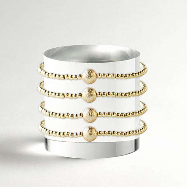 Gilded Gold Beaded Stretch Bracelets, Uno, Textured – Lenny and Eva