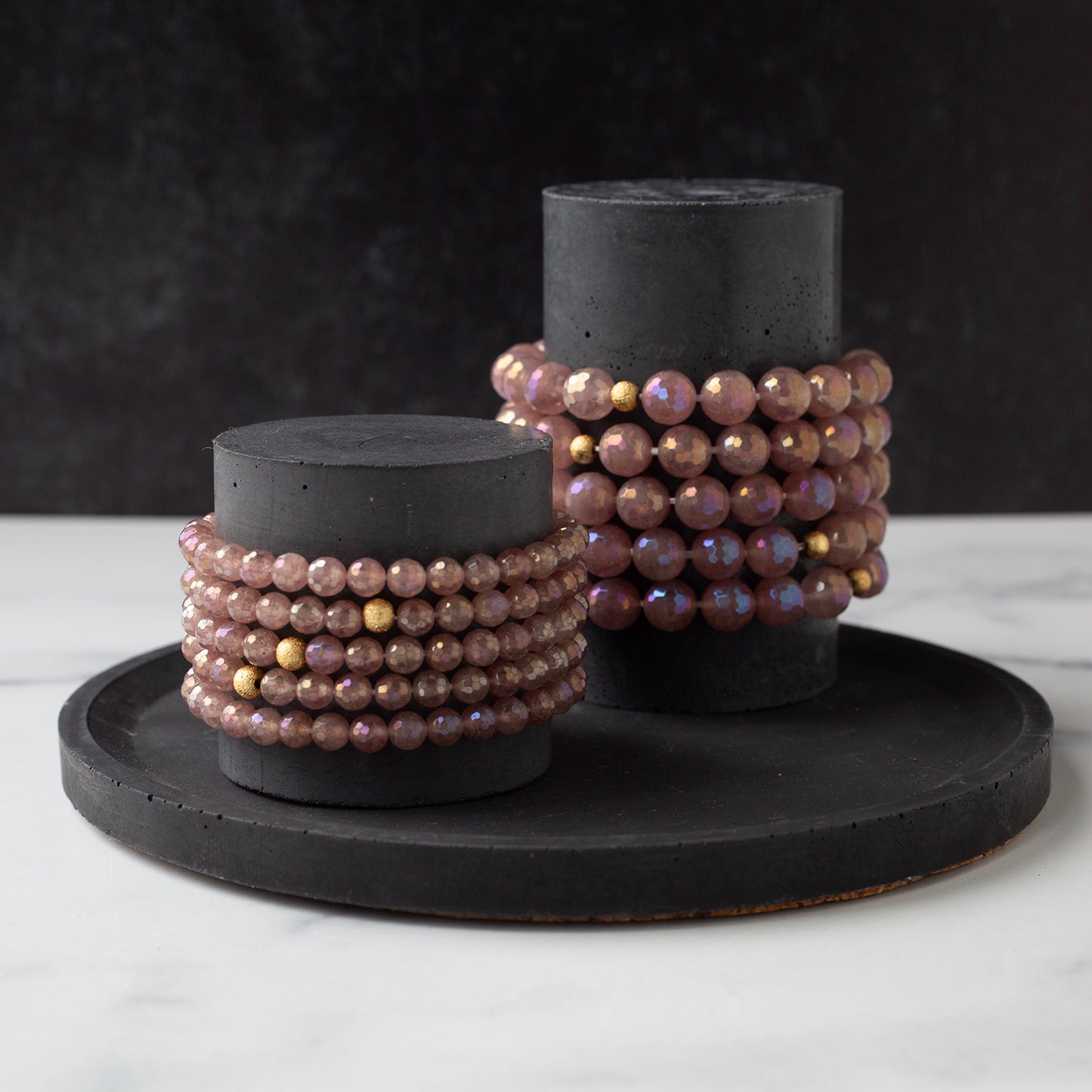 Gemstone Beaded Bracelets-Rose Agate, 2 Sizes