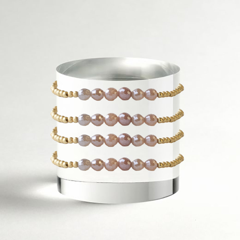 Gilded Gold Beaded Bracelets-Row, Sunstone