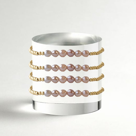 Gilded Gold Beaded Bracelets-Row, Sunstone