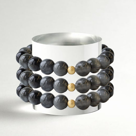 Gemstone Bracelet-Charcoal Jasper, 10mm