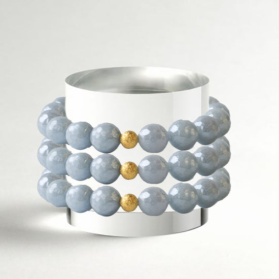 Gemstone Bracelet-Faceted Aquamarine, 10mm