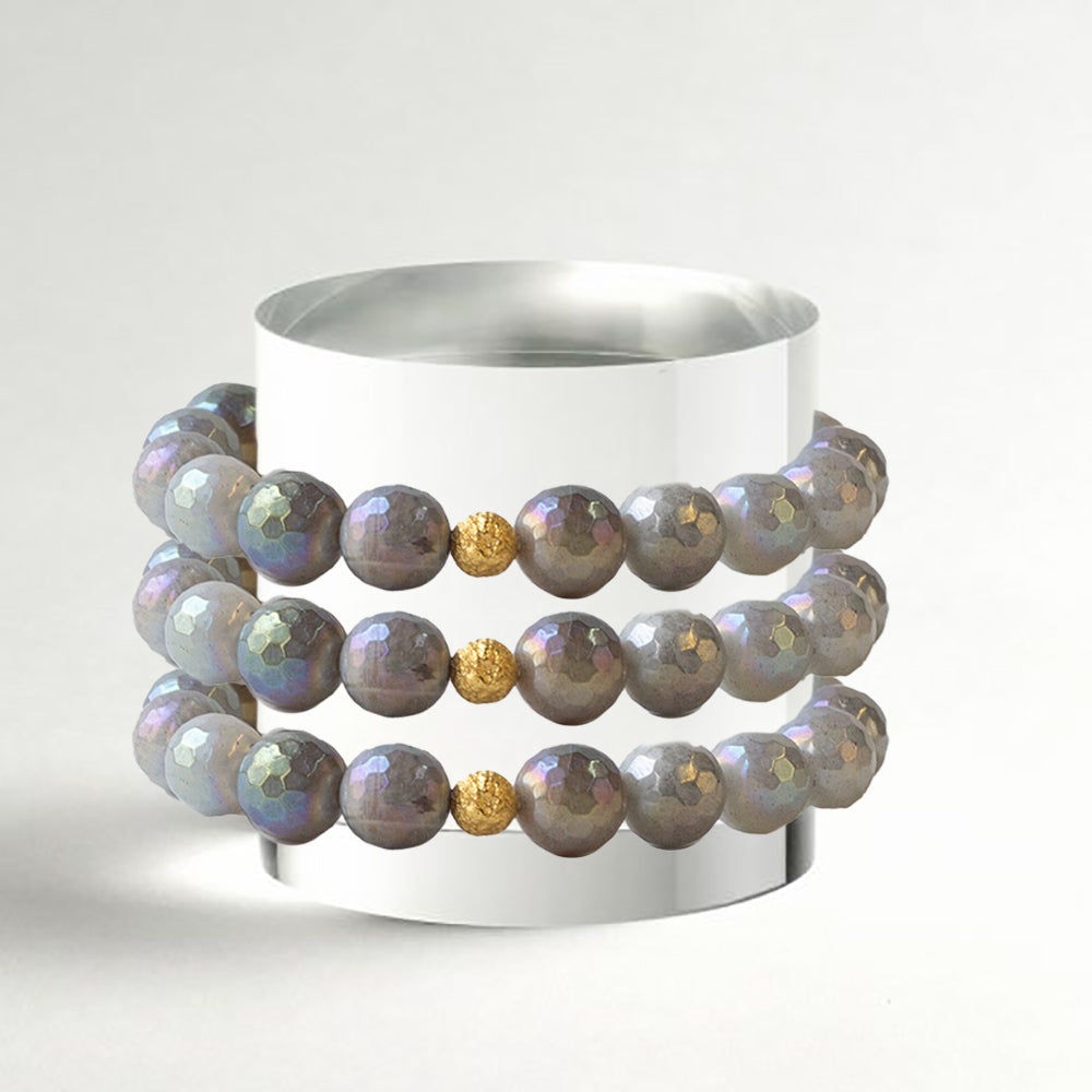 Gemstone Bracelet-Faceted Labradorite, 10mm