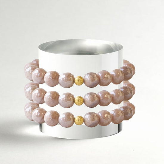 Gemstone Bracelet-Faceted Sunstone, 10mm