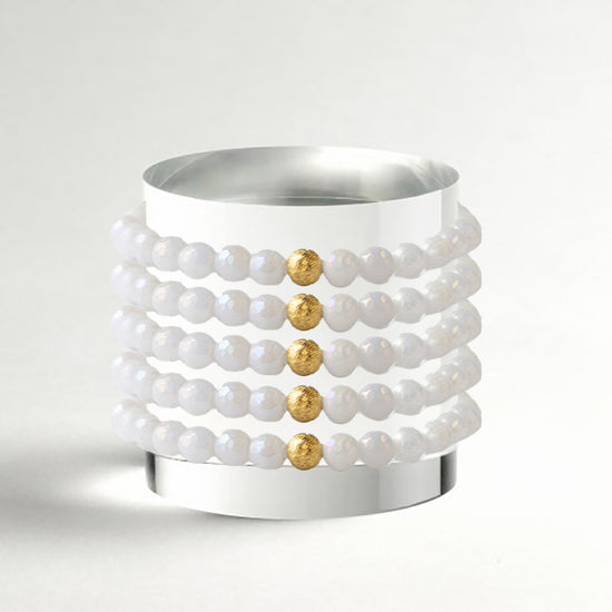 Gemstone Bracelet-Faceted White Jade, 6mm