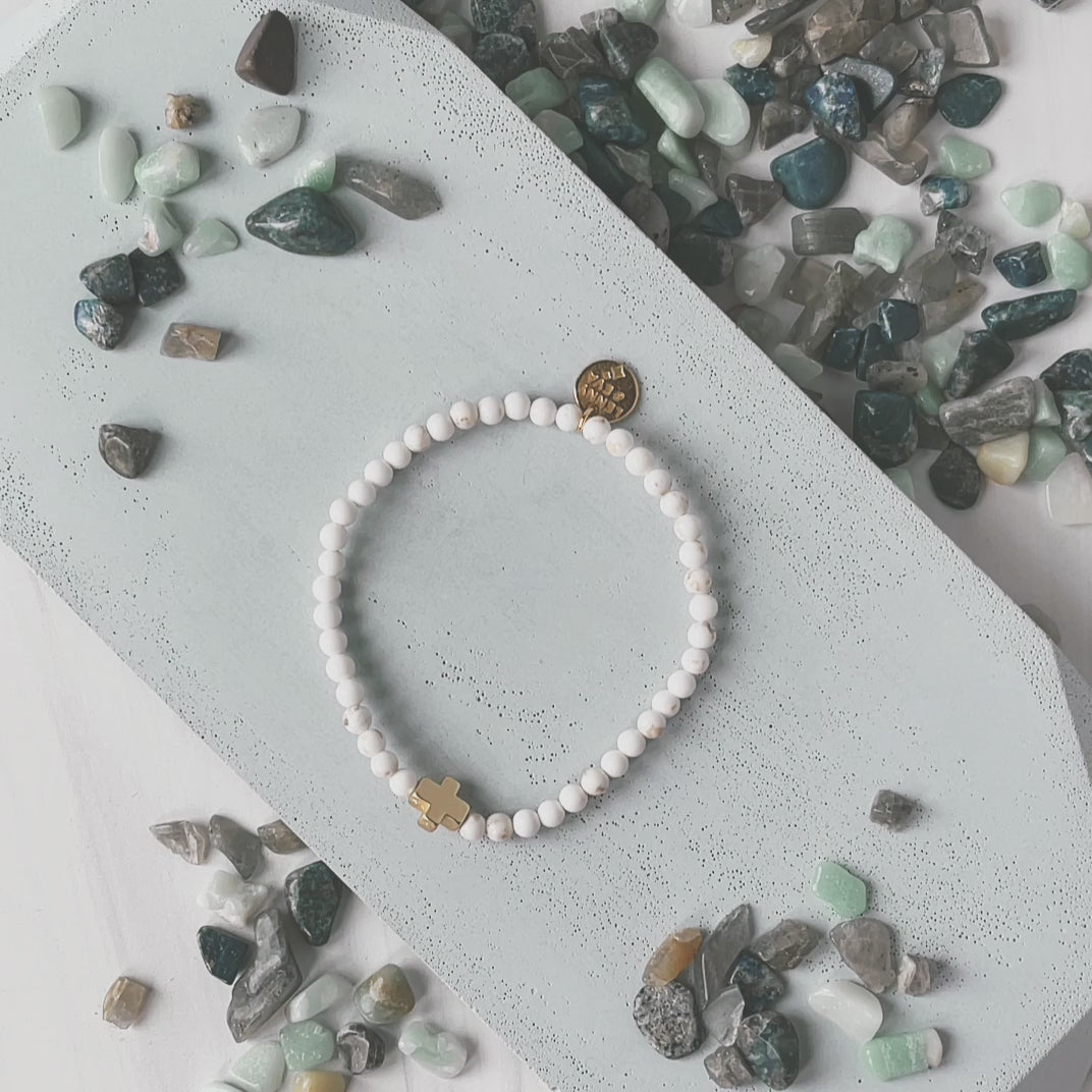 Faith Over Fear Cross Bracelet-Howlite