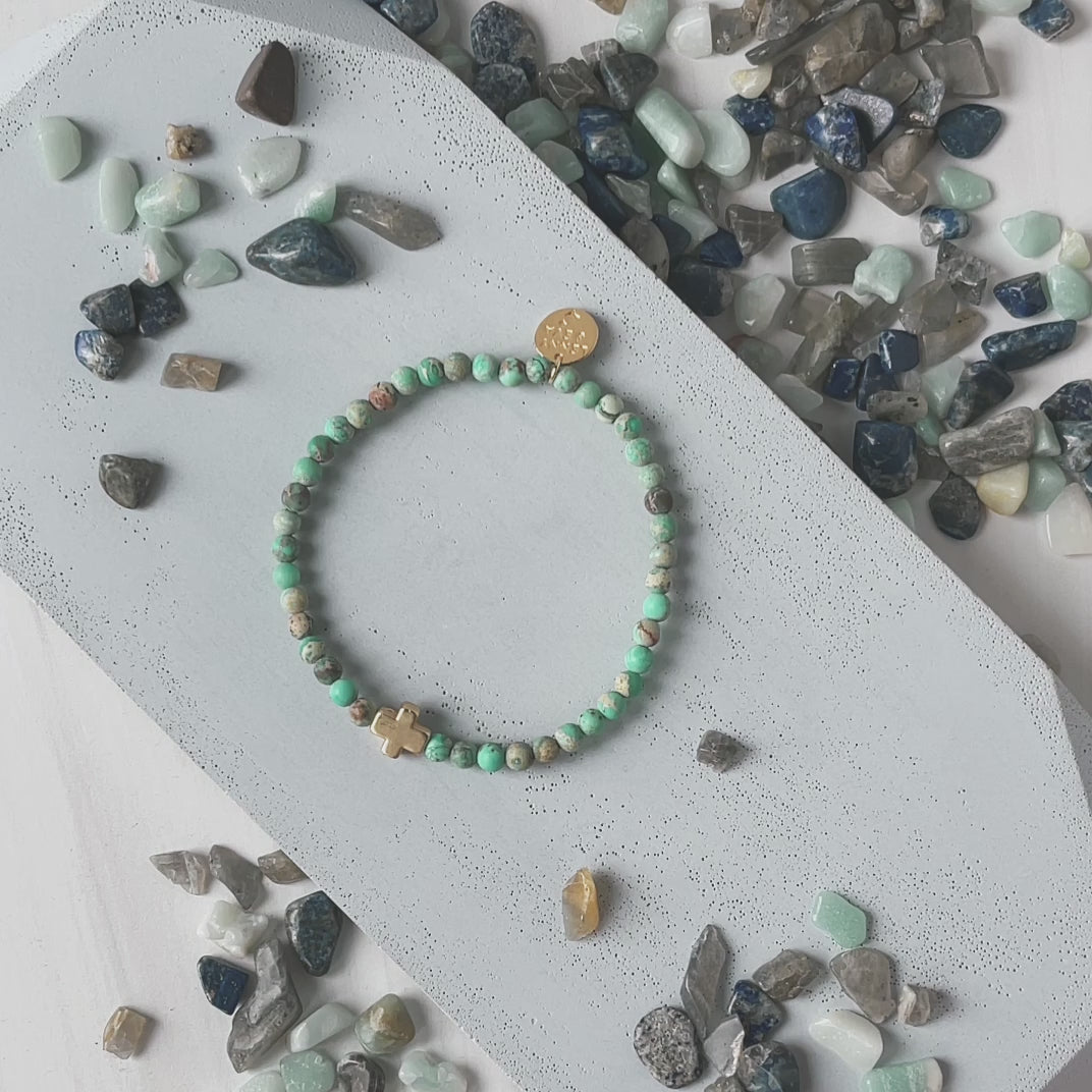 Faith Over Fear Cross Bracelet-Turquoise Jasper – Lenny and Eva