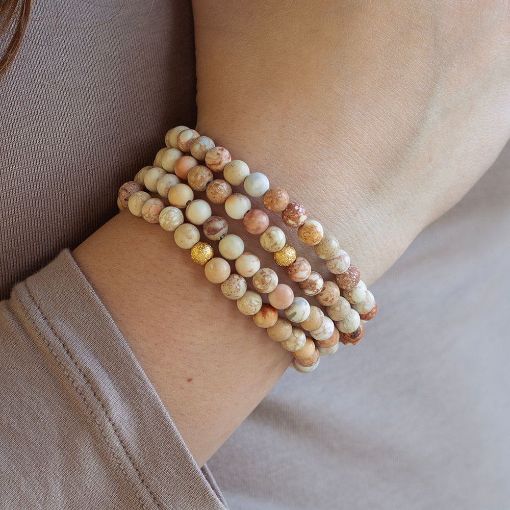 Gemstone Bracelet-White Jasper, 6mm