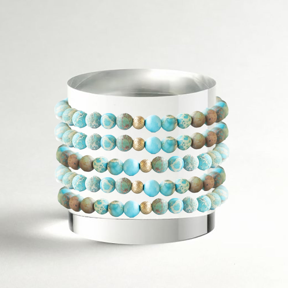 Gemstone Bracelet-Turquoise Jasper, 6mm