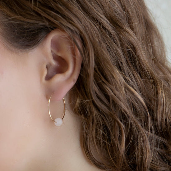 Symbolic Stones Earrings-Rose Quartz