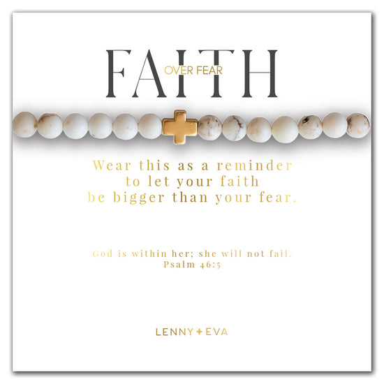 Faith Over Fear Cross Bracelet-Howlite, Limited Edition
